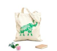 AILOONG Elefante indio con trompa elevada, símbolo de riqueza. Bolsa de lona Tela de 340g/m² de grosor Sustituye a la mochila escolar