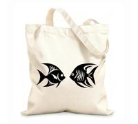 AILOONG Elegancia del pez ángel en el emblema del icono del pez ángel con un diseño elegante. Bolsa de lona para vino Tela de 12 oz de grosor Combina con la ropa 25x30cm Pequeño