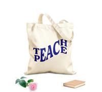 AILOONG Enseñar la paz Frase Cita Educación Escolar Bolsa de lona sin blanquear Tela de 340g/m² de grosor Se usa como bolsa de herramientas