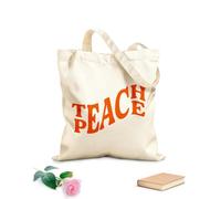 AILOONG Enseñar la paz Frase Cita Educación Escolar Bolsa de lona sin blanquear Tela de 340g/m² de grosor Se usa como bolsa de herramientas