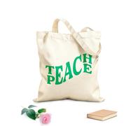 AILOONG Enseñar la paz Frase Cita Educación Escolar Bolsa de lona sin blanquear Tela de 340g/m² de grosor Se usa como bolsa de herramientas