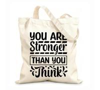 AILOONG Eres más fuerte de lo que crees, citas motivacionales Bolsas reutilizables para la compra Tela de 12 oz de grosor Plegable 35x40cm Grande