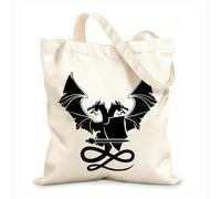 AILOONG Espada de dragón de dos cabezas de la mitología de animales fantásticos Bolsa de compras de lona de algodón Tela de 12 oz de grosor Se usa como bolsa de regalo 25x30cm Pequeño