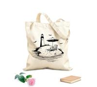 AILOONG faro y silla de playa con sombrilla Bolsas de lona con estampados personalizables Tela de 12 oz de grosor Combina con la ropa 31x36cm Mediano