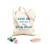 AILOONG Frase Bíblica: El pan nuestro de cada día, dánoslo hoy. Bolsas reutilizables para la compra Tela de 340g/m² de grosor Plegable