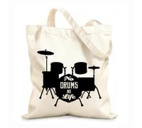 AILOONG Frase del baterista Sin batería no hay vida musical Bolsa de compras de lona de algodón Tela de 12 oz de grosor Se usa como bolsa de regalo 35x40cm Grande