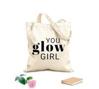 AILOONG Frase Glow Girl Lettering Bolsa de lona sin blanquear Tela de 12 oz de grosor Se usa como bolsa de herramientas 35x40cm Grande