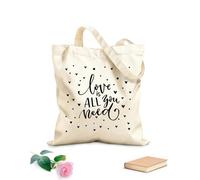 AILOONG Frase inspiradora El amor es todo lo que necesitas de Little Heart Bolsa de lona sin blanquear Tela de 12 oz de grosor Se usa como bolsa de herramientas 25x30cm Pequeño