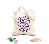 AILOONG Frase nacido para ser motivador, tipografía vintage sobre letras aisladas Bolsa de tela con asa plana Tela de 340g/m² de grosor Sustituye a la mochila escolar