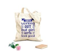 AILOONG Frases de gimnasio: Odio hacer ejercicio, pero las chicas deben verse bien. Bolsos de hombro de lona de algodón Tela de 340g/m² de grosor Se usa como bolsa de herramientas