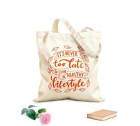 AILOONG Frases de salud: Nunca es tarde para vivir sano Bolsa de lona sin blanquear Tela de 340g/m² de grosor Se usa como bolsa de herramientas