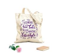 AILOONG Frases de salud: Nunca es tarde para vivir sano Bolsa de lona sin blanquear Tela de 340g/m² de grosor Se usa como bolsa de herramientas