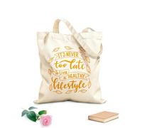 AILOONG Frases de salud: Nunca es tarde para vivir sano Bolsa de lona sin blanquear Tela de 340g/m² de grosor Se usa como bolsa de herramientas