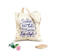 AILOONG Frases de salud: Nunca es tarde para vivir sano Bolsa de lona sin blanquear Tela de 340g/m² de grosor Se usa como bolsa de herramientas