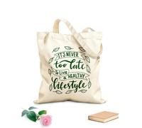 AILOONG Frases de salud: Nunca es tarde para vivir sano Bolsa de lona sin blanquear Tela de 340g/m² de grosor Se usa como bolsa de herramientas