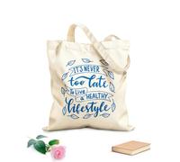 AILOONG Frases de salud: Nunca es tarde para vivir sano Bolsa de lona sin blanquear Tela de 340g/m² de grosor Se usa como bolsa de herramientas