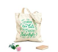 AILOONG Frases de salud: Nunca es tarde para vivir sano Bolsa de lona sin blanquear Tela de 340g/m² de grosor Se usa como bolsa de herramientas