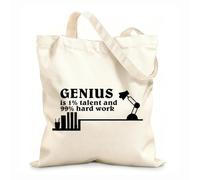 AILOONG Genio Talento Palabras Citas Motivación Inspiración Ciencia Bolsa de lona sin blanquear Tela de 12 oz de grosor Se usa como bolsa de herramientas 25x30cm Pequeño