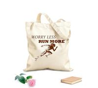 AILOONG Gimnasia Ejercicio Correr Mujeres Frases Motivadoras Preocúpate Menos Corre Más Gimnasio Bolsos de calicó para mujer Tela de 340g/m² de grosor Plegable