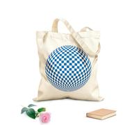 AILOONG Globo terráqueo a cuadros en blanco y negro, esfera de ajedrez 3D Bolsos de hombro de lona de algodón Tela de 340g/m² de grosor Se usa como bolsa de herramientas