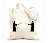 AILOONG Guerreros samuráis japoneses asiáticos Bolsa de compras de lona de algodón Tela de 12 oz de grosor Se usa como bolsa de regalo 25x30cm Pequeño