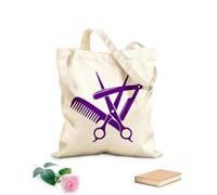 AILOONG Herramientas de peluquería Logotipo de barbero Tijeras de afeitar Peine Bolsa de compras de lona de algodón Tela de 340g/m² de grosor Se usa como bolsa de regalo