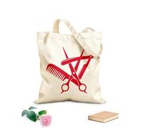 AILOONG Herramientas de peluquería Logotipo de barbero Tijeras de afeitar Peine Bolsa de compras de lona de algodón Tela de 340g/m² de grosor Se usa como bolsa de regalo