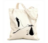 AILOONG Hogar infantil cigüeña bebé pájaro Bolsa de lona para vino Tela de 12 oz de grosor Combina con la ropa 25x30cm Pequeño