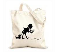 AILOONG Huellas de perro del detective Snoop Dog de dibujos animados Bolsa de lona Tela de 12 oz de grosor Sustituye a la mochila escolar 25x30cm Pequeño