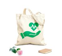 AILOONG Icono de mano de médico, corazón, hospital, cardiología, signo, atención médica, ciencia Bolsa de lona sin blanquear Tela de 340g/m² de grosor Se usa como bolsa de herramientas