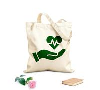AILOONG Icono de mano de médico, corazón, hospital, cardiología, signo, atención médica, ciencia Bolsa de lona sin blanquear Tela de 340g/m² de grosor Se usa como bolsa de herramientas