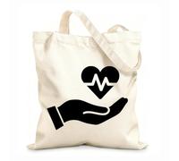 AILOONG Icono de mano de médico, corazón, hospital, cardiología, signo, atención médica, ciencia Bolsa de lona sin blanquear Tela de 12 oz de grosor Se usa como bolsa de herramientas 25x30cm Pequeño