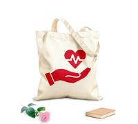 AILOONG Icono de mano de médico, corazón, hospital, cardiología, signo, atención médica, ciencia Bolsa de lona sin blanquear Tela de 340g/m² de grosor Se usa como bolsa de herramientas