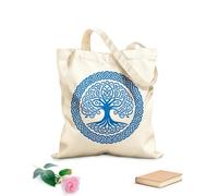AILOONG Imágenes prediseñadas del árbol de la vida celta, impresionante diseño de silueta de árbol celta Bolsa de tela con asa plana Tela de 340g/m² de grosor Sustituye a la mochila escolar