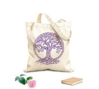 AILOONG Imágenes prediseñadas del árbol de la vida celta, silueta de árbol celta, un árbol celta Bolsa de tela con asa plana Tela de 340g/m² de grosor Sustituye a la mochila escolar