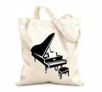 AILOONG Instrumento musical de música de piano Bolsa de compras de lona de algodón Tela de 12 oz de grosor Se usa como bolsa de regalo 25x30cm Pequeño