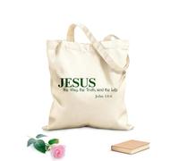 AILOONG Jesús es el camino, la verdad y la vida. Versículos bíblicos cristianos inspiradores de Juan. Bolsos de calicó para mujer Tela de 340g/m² de grosor Plegable
