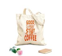 AILOONG Las buenas ideas empiezan con buenas frases sobre el café. Bolsa de lona con fondo reforzado Tela de 340g/m² de grosor Se usa como bolsa de regalo