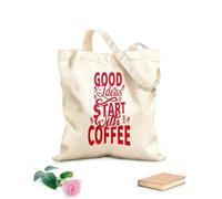 AILOONG Las buenas ideas empiezan con buenas frases sobre el café. Bolsa de lona con fondo reforzado Tela de 340g/m² de grosor Se usa como bolsa de regalo