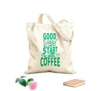 AILOONG Las buenas ideas empiezan con buenas frases sobre el café. Bolsa de lona con fondo reforzado Tela de 340g/m² de grosor Se usa como bolsa de regalo