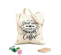 AILOONG Las grandes ideas dan origen a un gran café, tipografía premium. Bolsa de lona con fondo reforzado Tela de 12 oz de grosor Se usa como bolsa de regalo 25x30cm Pequeño
