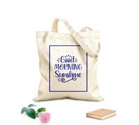 AILOONG Letras con frases de buenos días y sol Bolsa de lona con fondo reforzado Tela de 340g/m² de grosor Se usa como bolsa de regalo