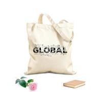 AILOONG Letras creativas de palabras globales Bolsas reutilizables para la compra Tela de 12 oz de grosor Plegable 31x36cm Mediano