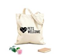 AILOONG Letrero de bienvenida para tienda de mascotas Letrero de bienvenida para mascotas Bolsos de calicó para mujer Tela de 12 oz de grosor Plegable 25x30cm Pequeño