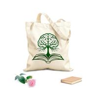 AILOONG Libro del árbol cerebral que simboliza el crecimiento del conocimiento y el potencial de aprendizaje. Bolsa de tela con asa plana Tela de 340g/m² de grosor Sustituye a la mochila escolar