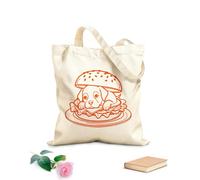 AILOONG Libro para colorear de arte lineal: pan de hamburguesa con lechuga Bolsos de hombro de lona de algodón Tela de 340g/m² de grosor Se usa como bolsa de herramientas