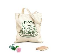 AILOONG Libro para colorear de arte lineal: pan de hamburguesa con lechuga Bolsos de hombro de lona de algodón Tela de 340g/m² de grosor Se usa como bolsa de herramientas