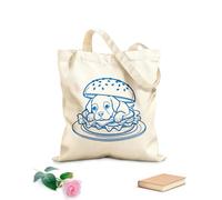 AILOONG Libro para colorear de arte lineal: pan de hamburguesa con lechuga Bolsos de hombro de lona de algodón Tela de 340g/m² de grosor Se usa como bolsa de herramientas