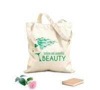 AILOONG Logotipo de belleza, moda y cosmética con cara de niña Bolsa de lona Tela de 340g/m² de grosor Sustituye a la mochila escolar