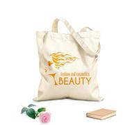 AILOONG Logotipo de belleza, moda y cosmética con cara de niña Bolsa de lona Tela de 340g/m² de grosor Sustituye a la mochila escolar